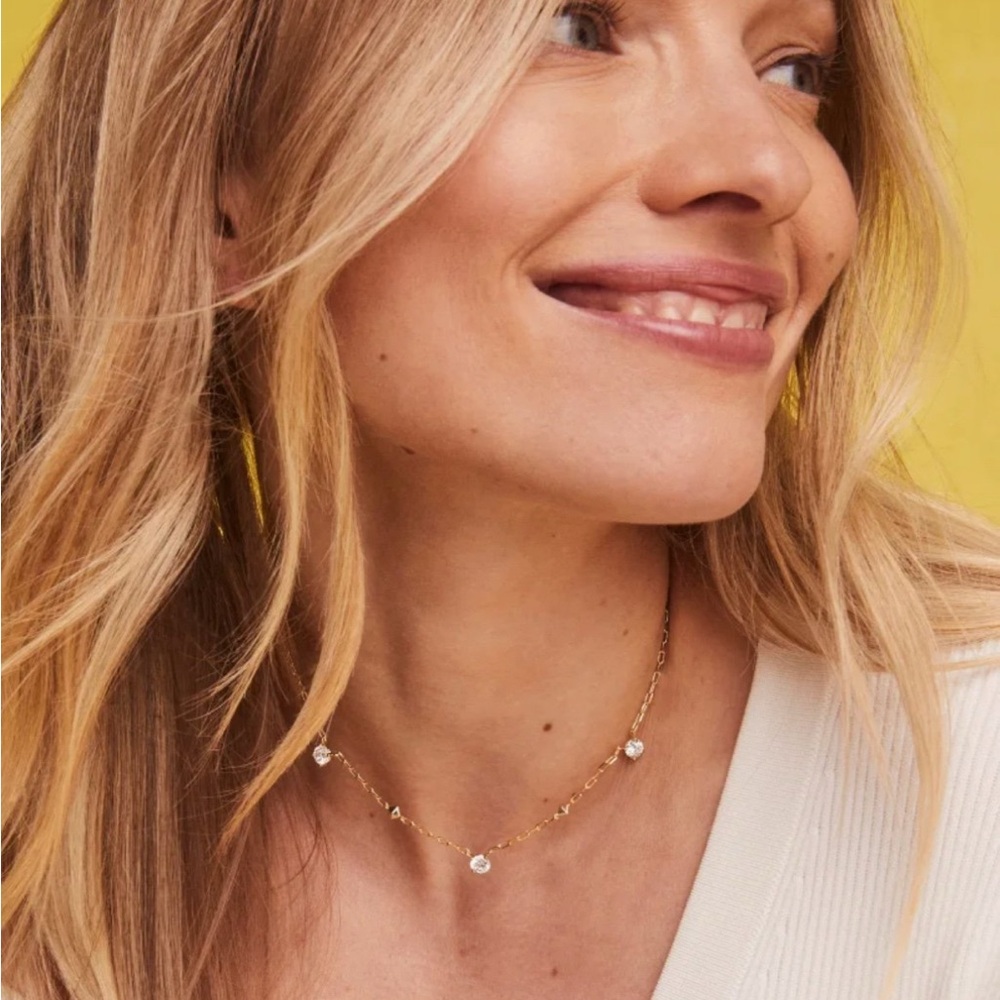 Kendra Scott Jada Gold Strand Necklace in White CZ